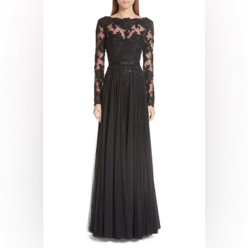 NWT Beaded Silk A-Line Gown